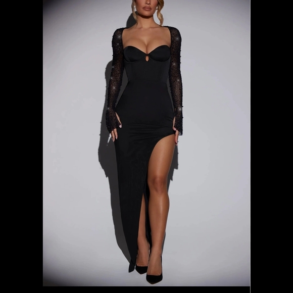 Oh Polly Elegant Black Evening Dress